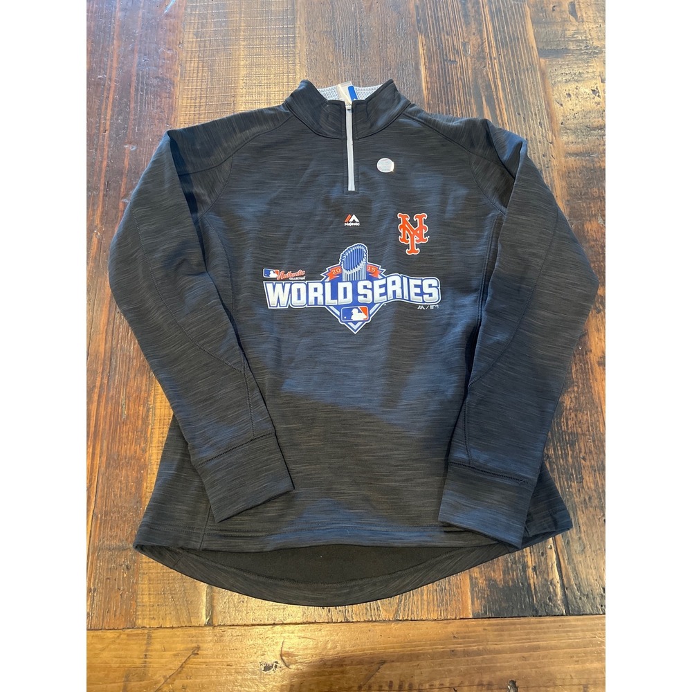 New York Mets Majestic Therma Fleece 2015 World Series Medium 1/4 Zip Pockets